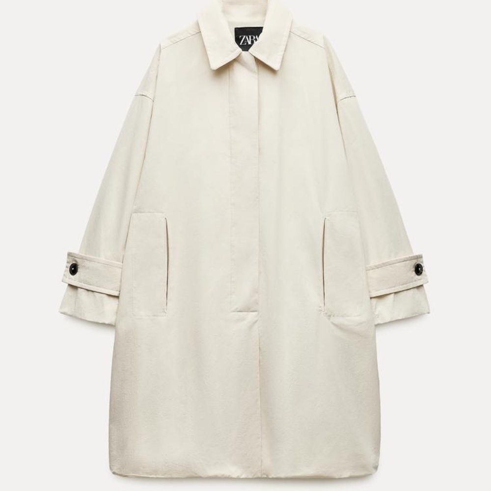 Zara Pocket Trench Coat in Ecru